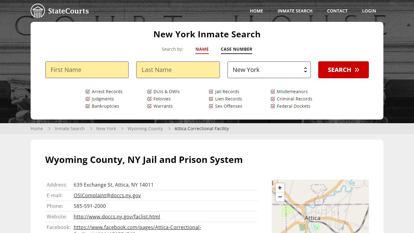 Attica Correctional Facility Inmate Records Search, New York - StateCourts